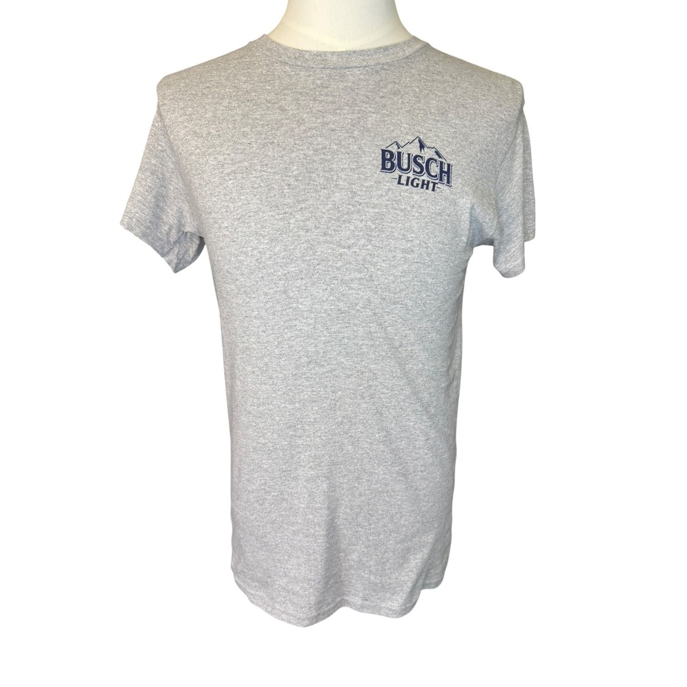Brew City Busch Light Fishing Dog Graphic‎ T-Shirt Mens Small Sports Grey NEW
